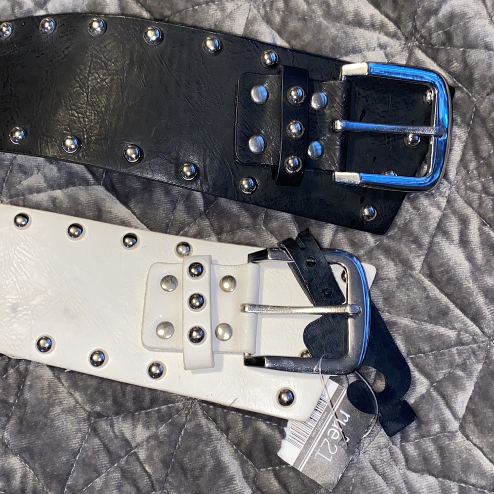 Rue 21 Black White Black Bundle Stud Waist Belts - Picture 3 of 10